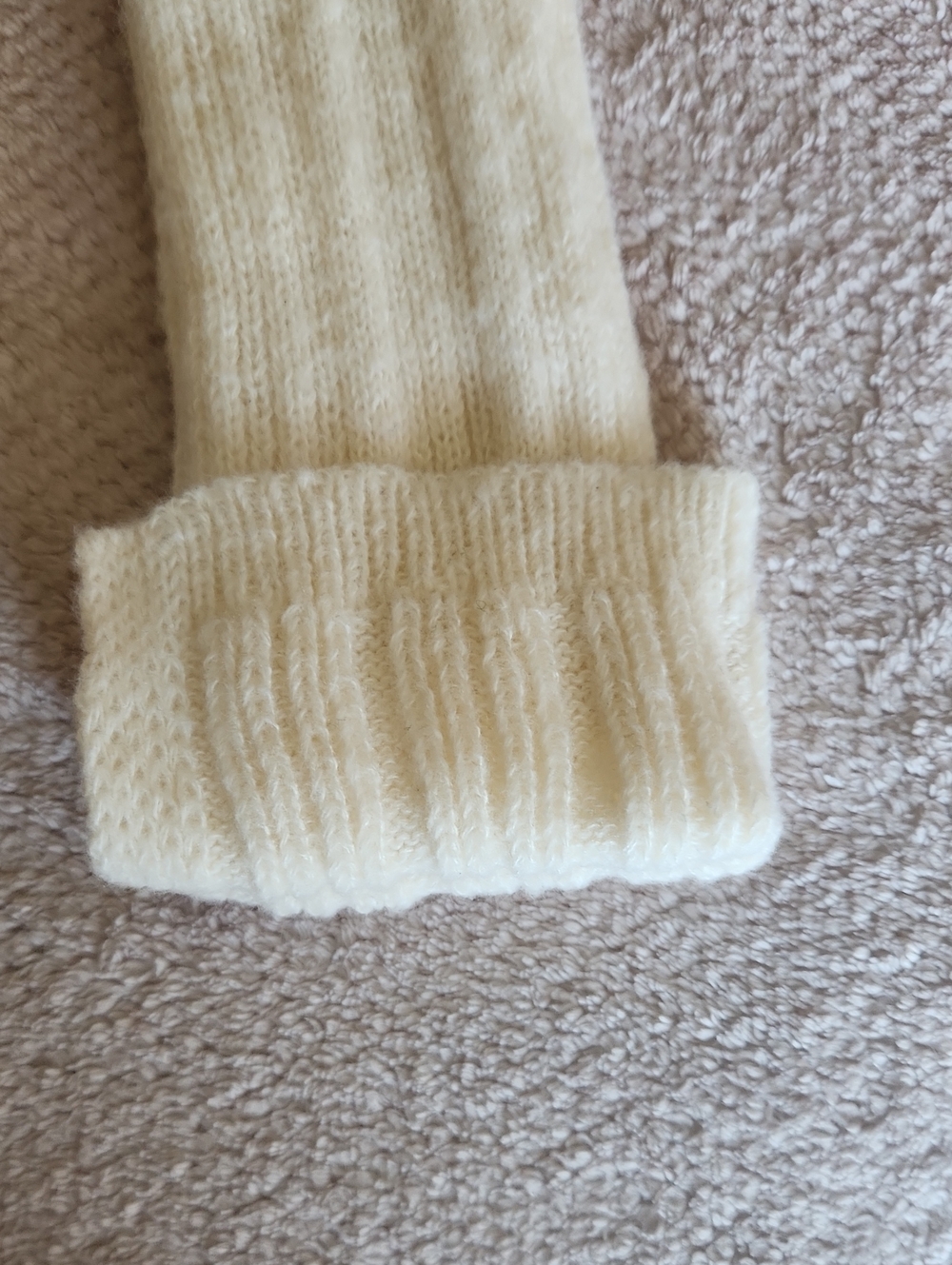 Off-the-Shoulder Cream Ribbed Button Sweater - Picture 8 of 10